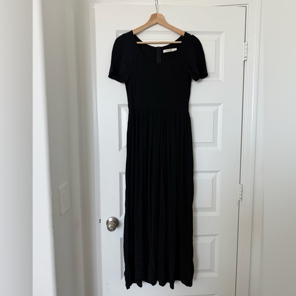 Christy Dawn Scarlet Dress Small black crepe deadstock short sleeve maxi - Picture 2 of 7